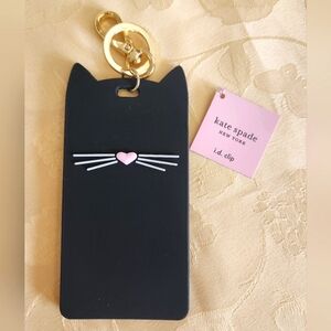 Kate Spade Black Cat Photo/Badge/ID/Clip/Tag Holder NWT